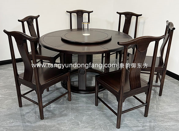 中式黑檀木圆餐桌801